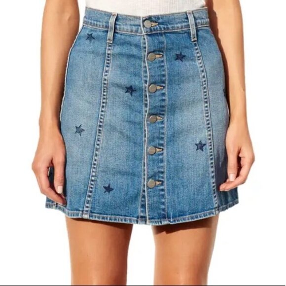 Anthropologie Dresses & Skirts - NEW Anthropologie Sundry Star High Waist Button Front Denim Jean Skirt Size 26